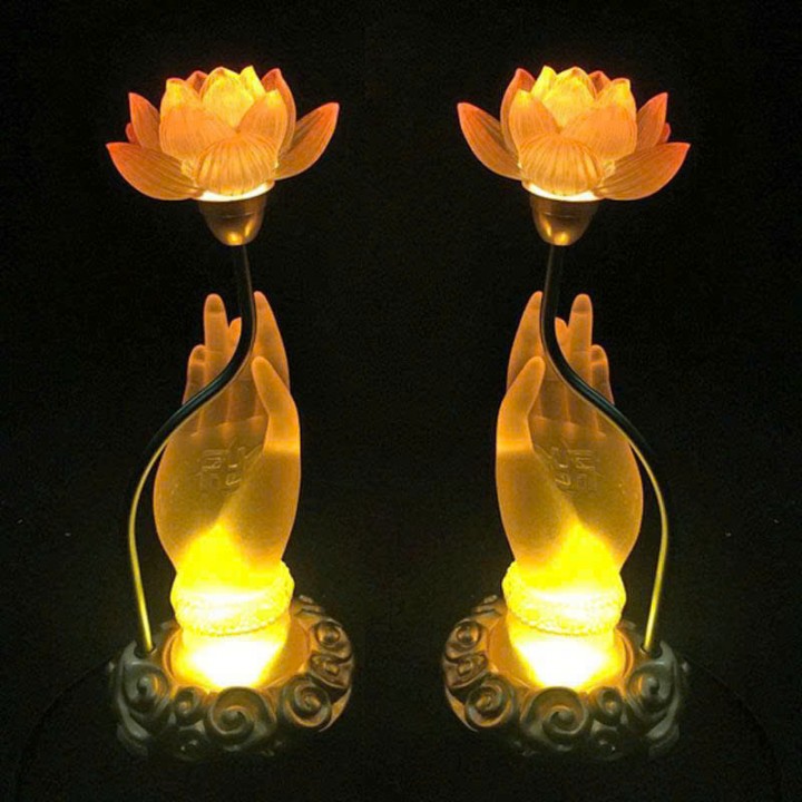Đèn Tay Phật chữ Vạn sen Lưu Ly